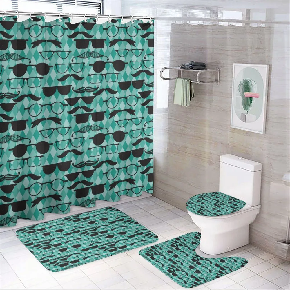 Mustache and Glasses Manly — 4-Piece Bathroom Set preview