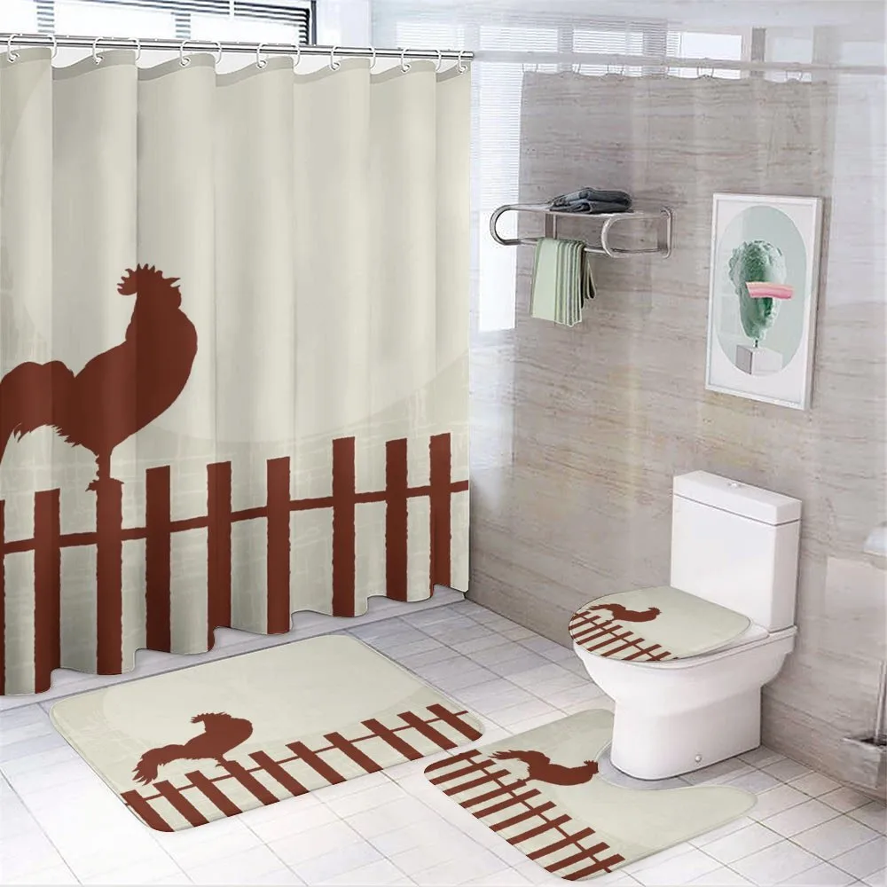 Rooster Silhouette Grunge — 4-Piece Bathroom Set preview