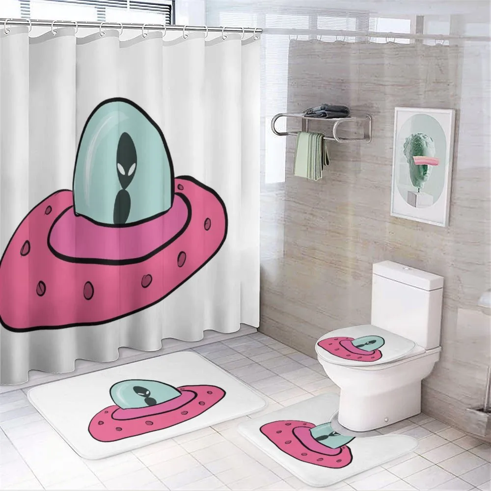 Doodle Style Flying Saucer — 4-Piece Bathroom Set preview