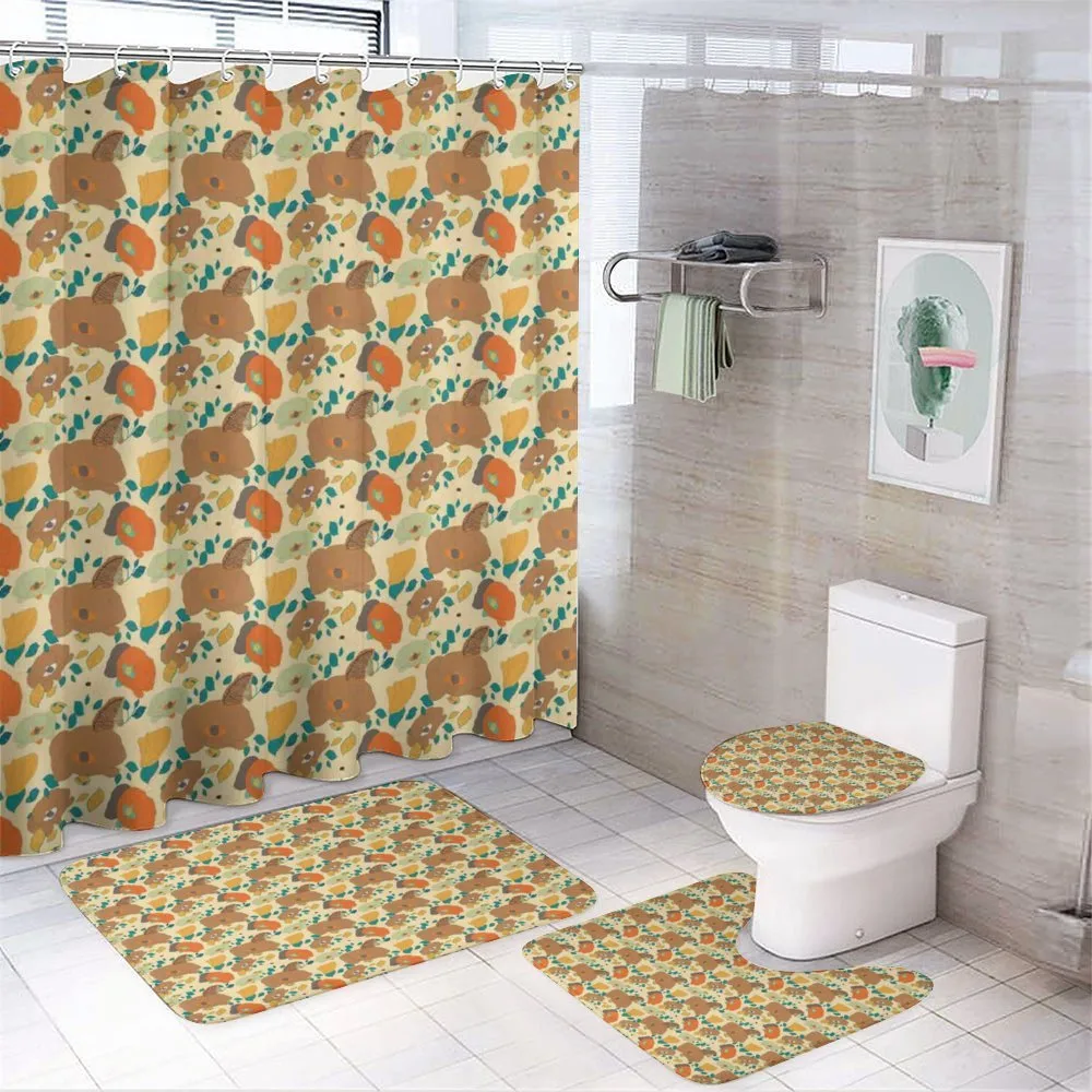 Retro Style Rich Poppy — 4-Piece Bathroom Set preview