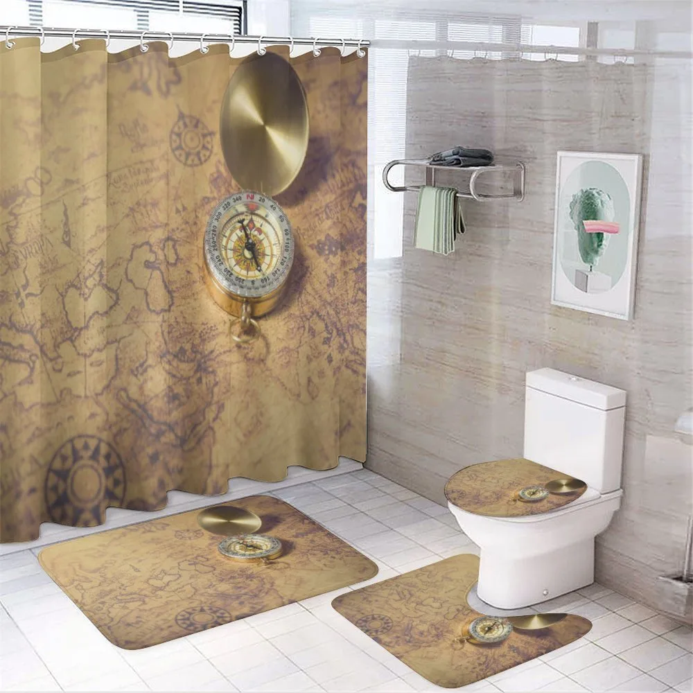 Tool on Vintage Grunge Map — 4-Piece Bathroom Set preview