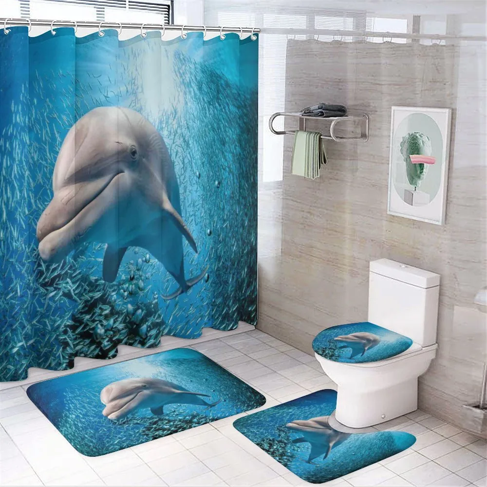 Dolphin in Ocean Marine — 4-Piece Bathroom Set preview