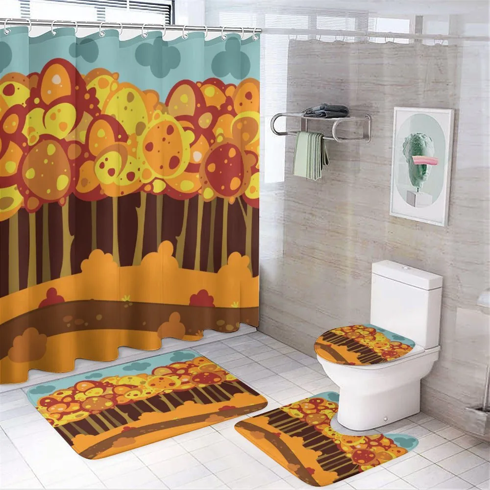 Forest in Autumn Cartoon — 4-Piece Bathroom Set preview