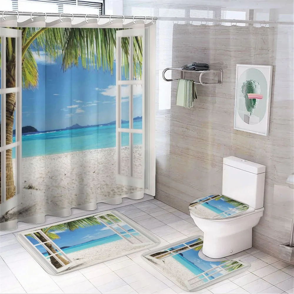 White Wooden Windows — 4-Piece Bathroom Set preview