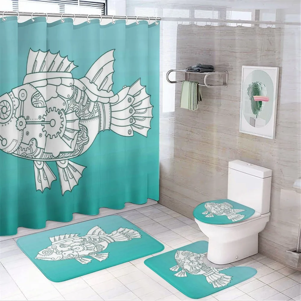 Doodle Mechanic Fish — 4-Piece Bathroom Set preview