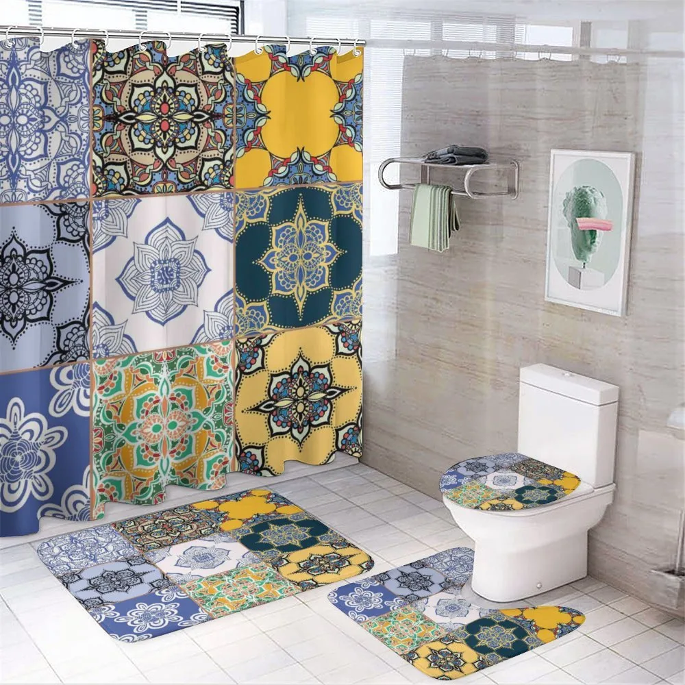 Boho Portugese Tiles — 4-Piece Bathroom Set preview