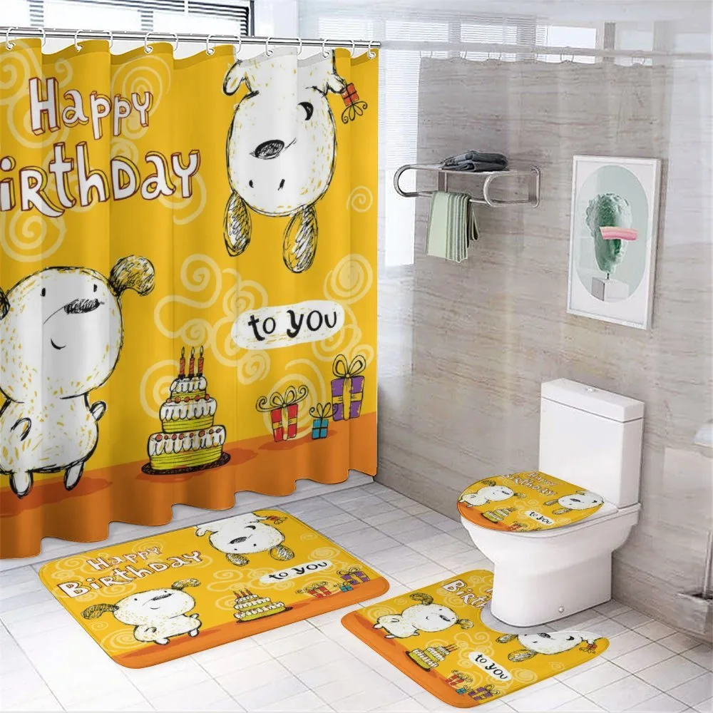 Sketchy Birthday Dog — 4-Piece Bathroom Set preview
