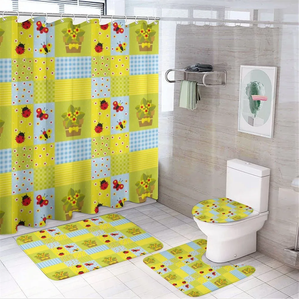 Geometric Flowers Pot — 4-Piece Bathroom Set preview