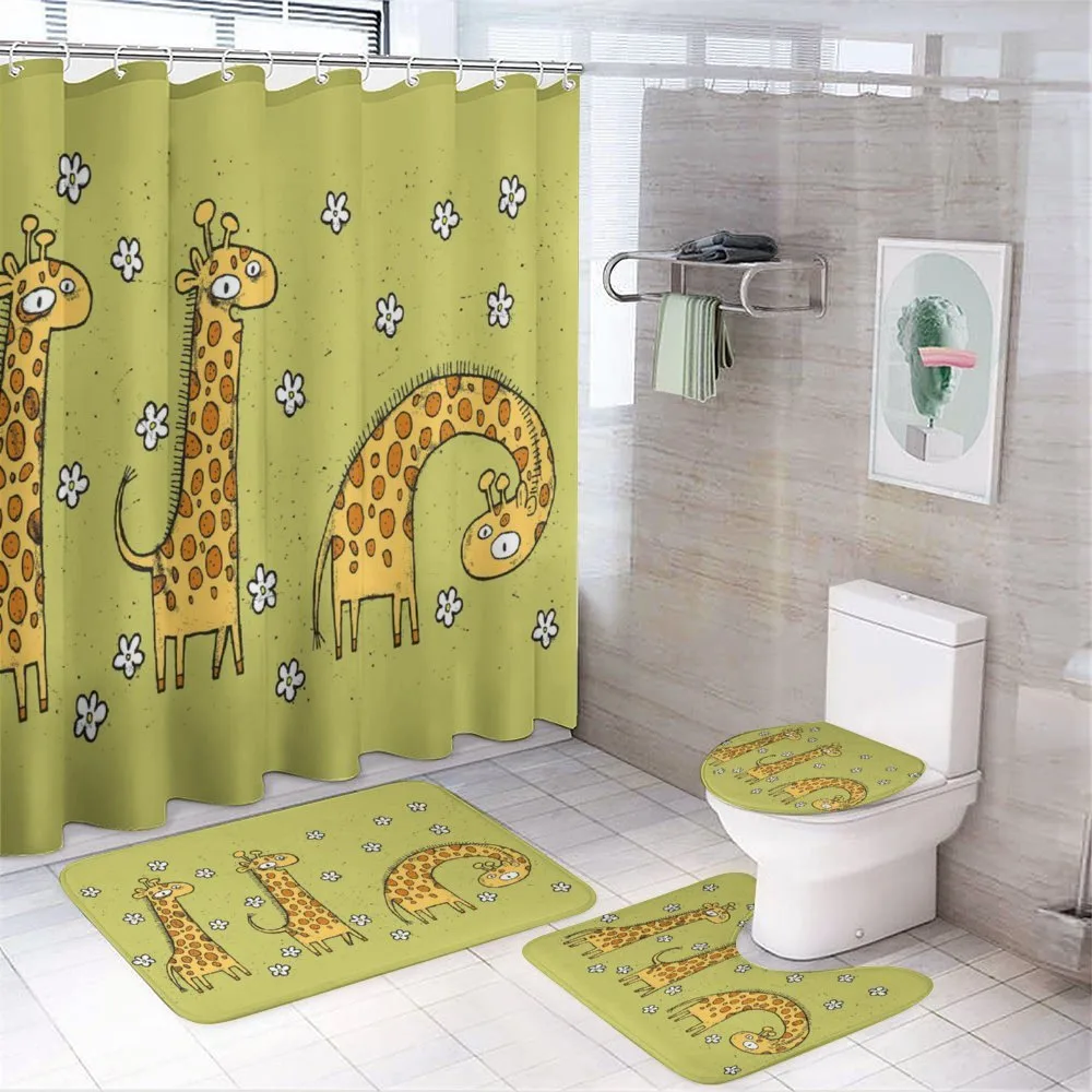 Illustration of Giraffes — 4-Piece Bathroom Set preview