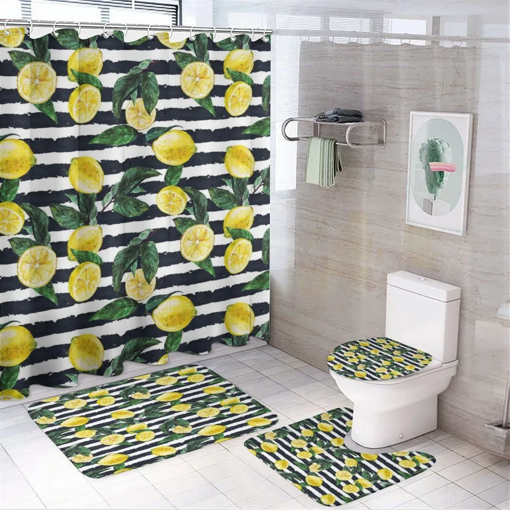Fresh Lemons Striped — 4-Piece Bathroom Set preview