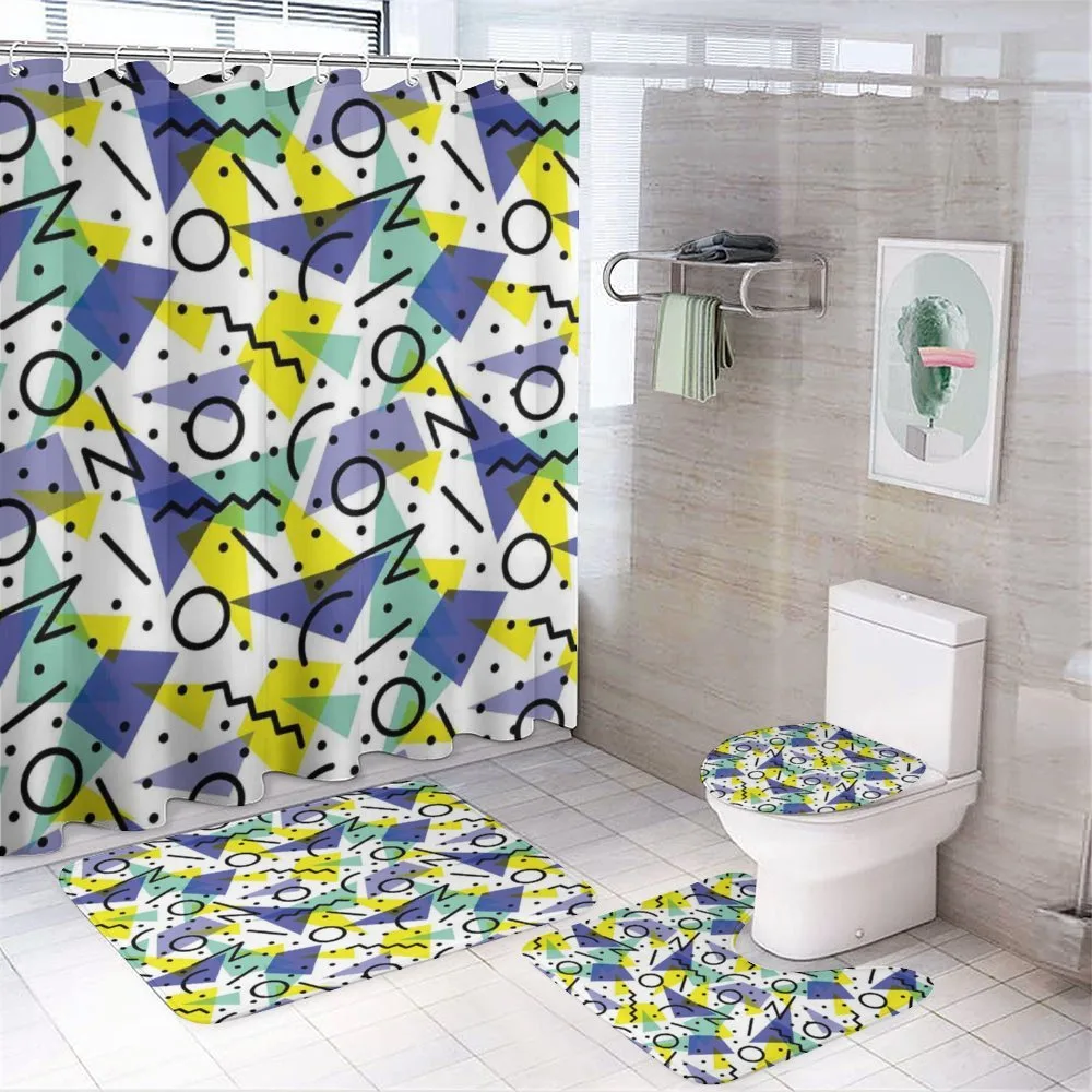Geometric Retro Theme — 4-Piece Bathroom Set preview