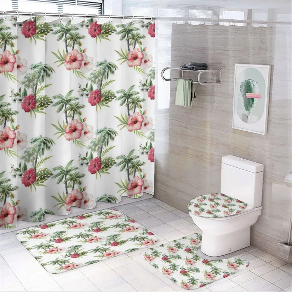 Palm Trees Hibiscus — 4-Piece Bathroom Set preview