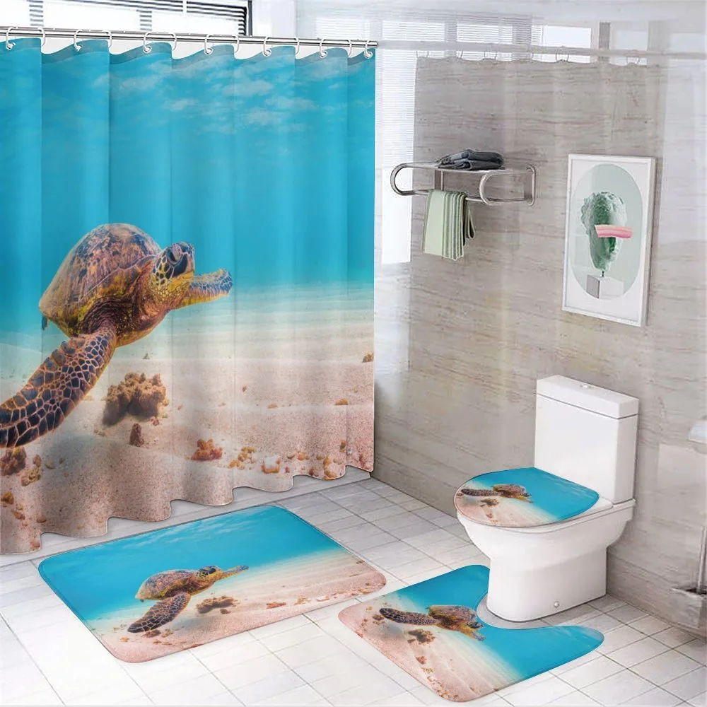 Sea Turtle Underwater — 4-Piece Bathroom Set preview