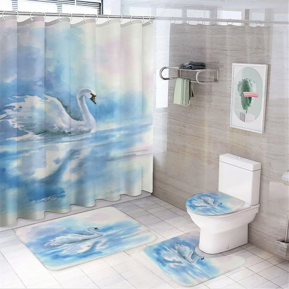Swan in Hazy River Art — 4-Piece Bathroom Set preview