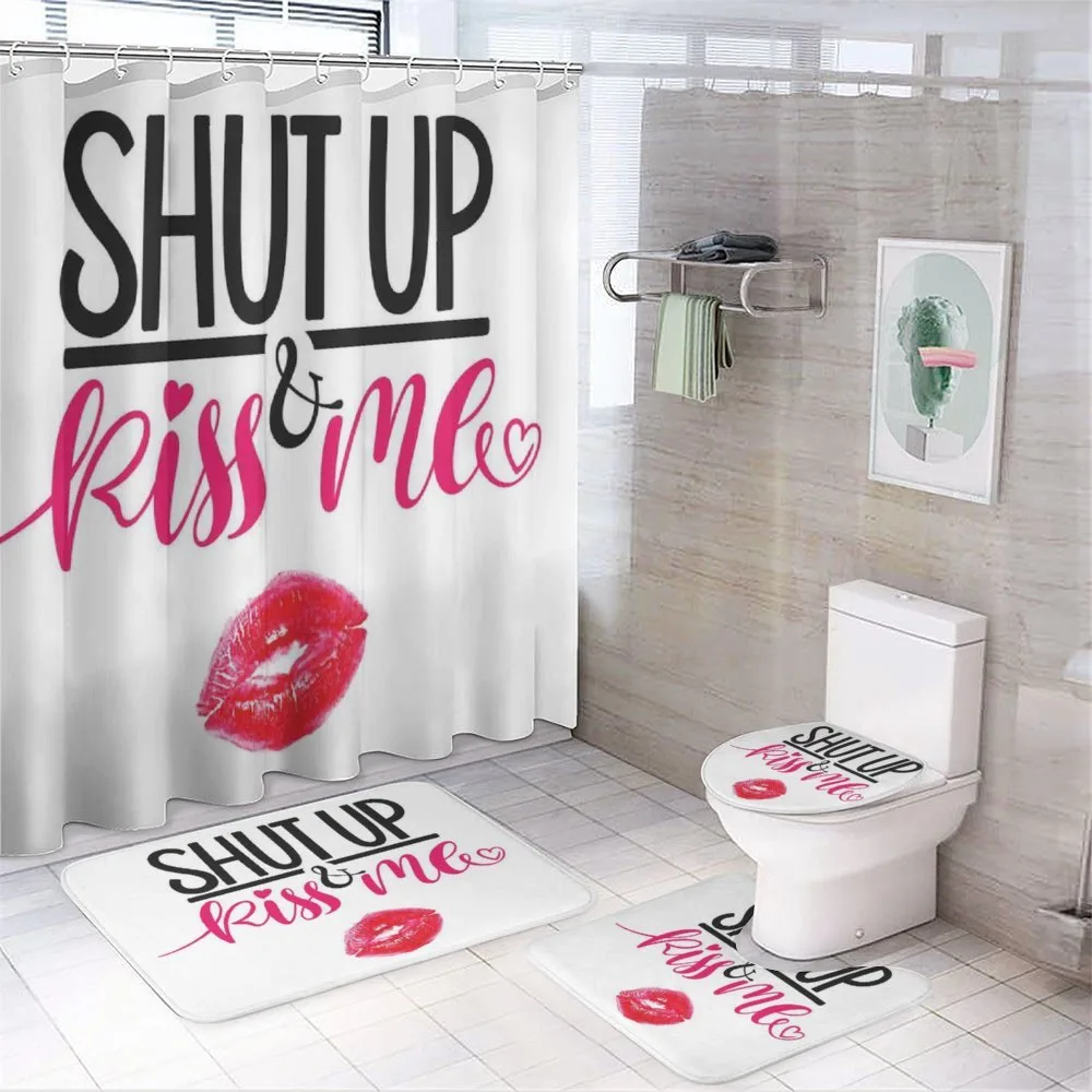 Lipstick Stain Lettering — 4-Piece Bathroom Set preview