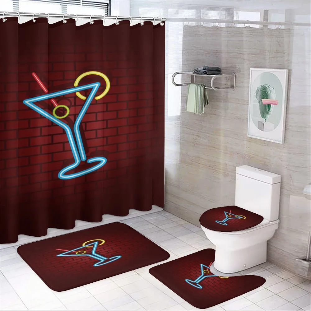 Cocktail Glass over Brick Wall — 4-Piece Bathroom Set preview