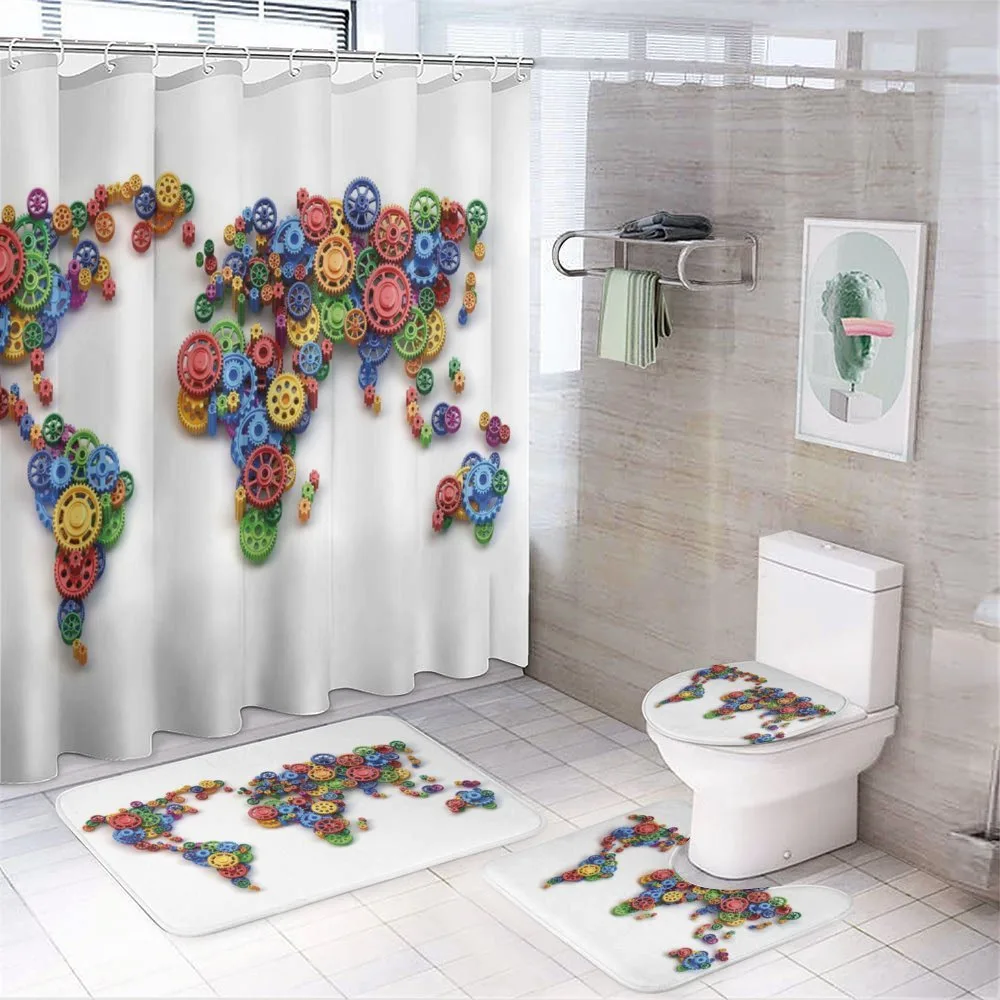 Gear Map Art — 4-Piece Bathroom Set preview
