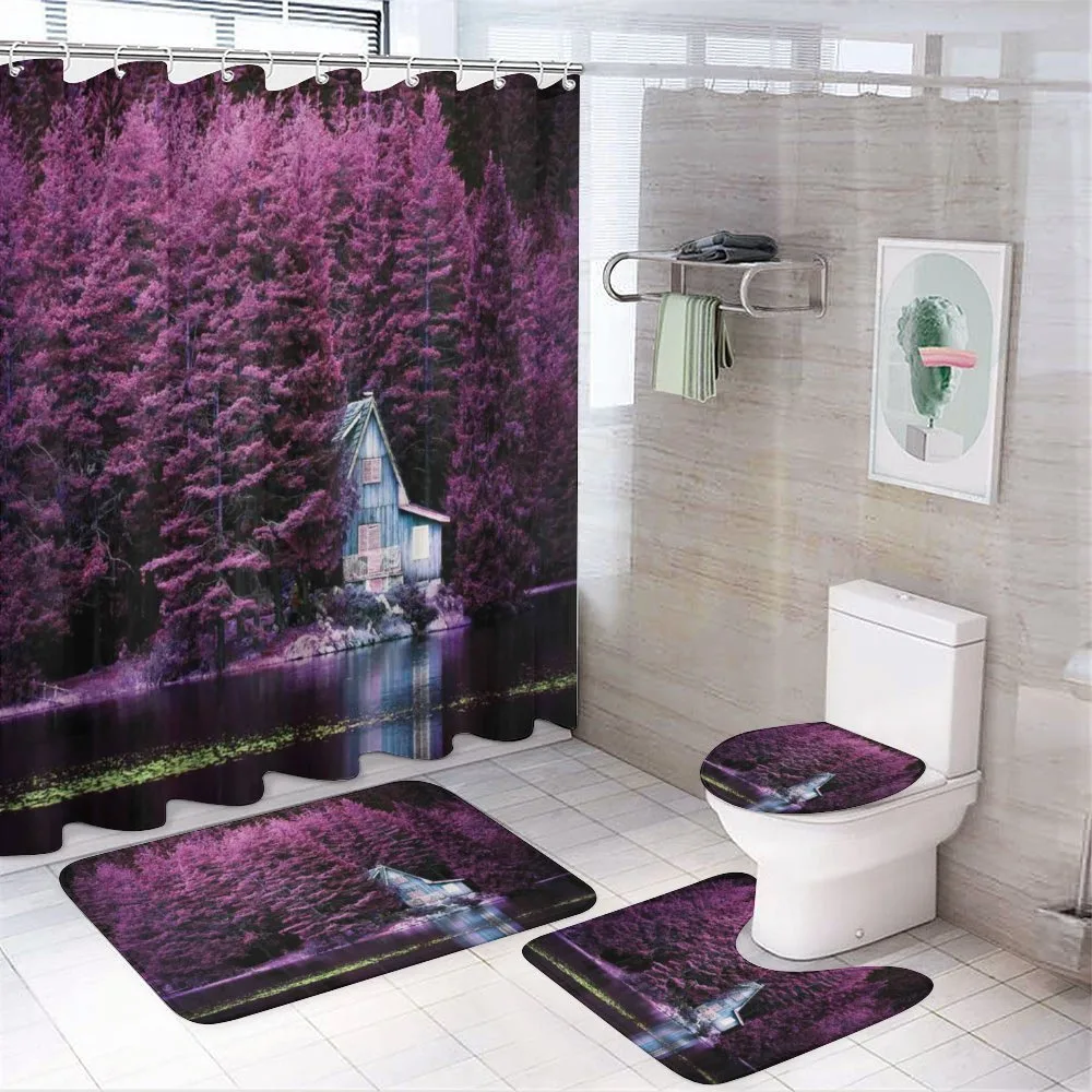 Purple Trees by Lake — 4-Piece Bathroom Set preview
