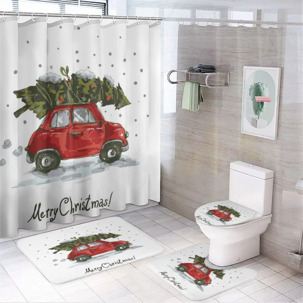 Retro Car with Tree — 4-Piece Bathroom Set preview
