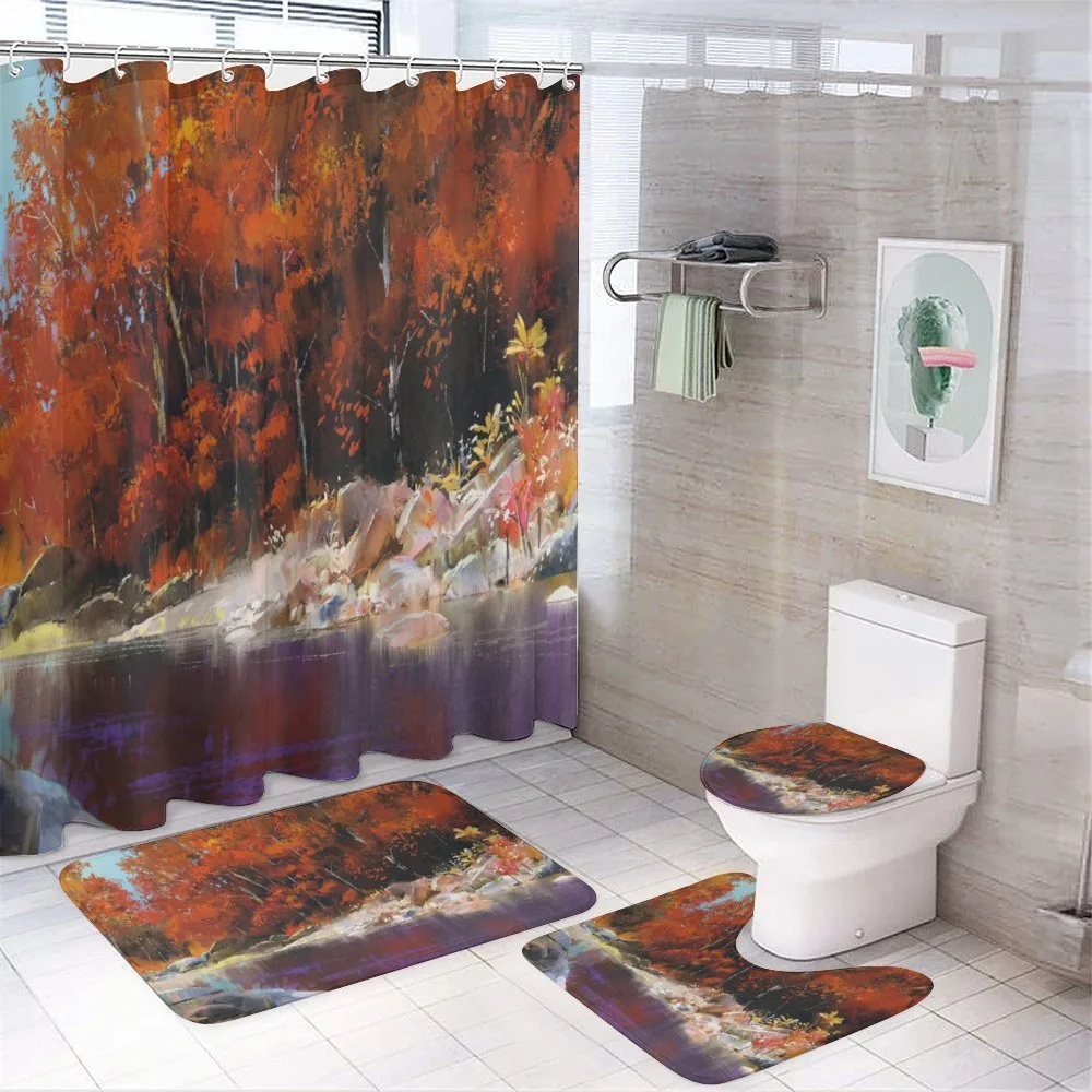 Autumn Forest with Rock — 4-Piece Bathroom Set preview