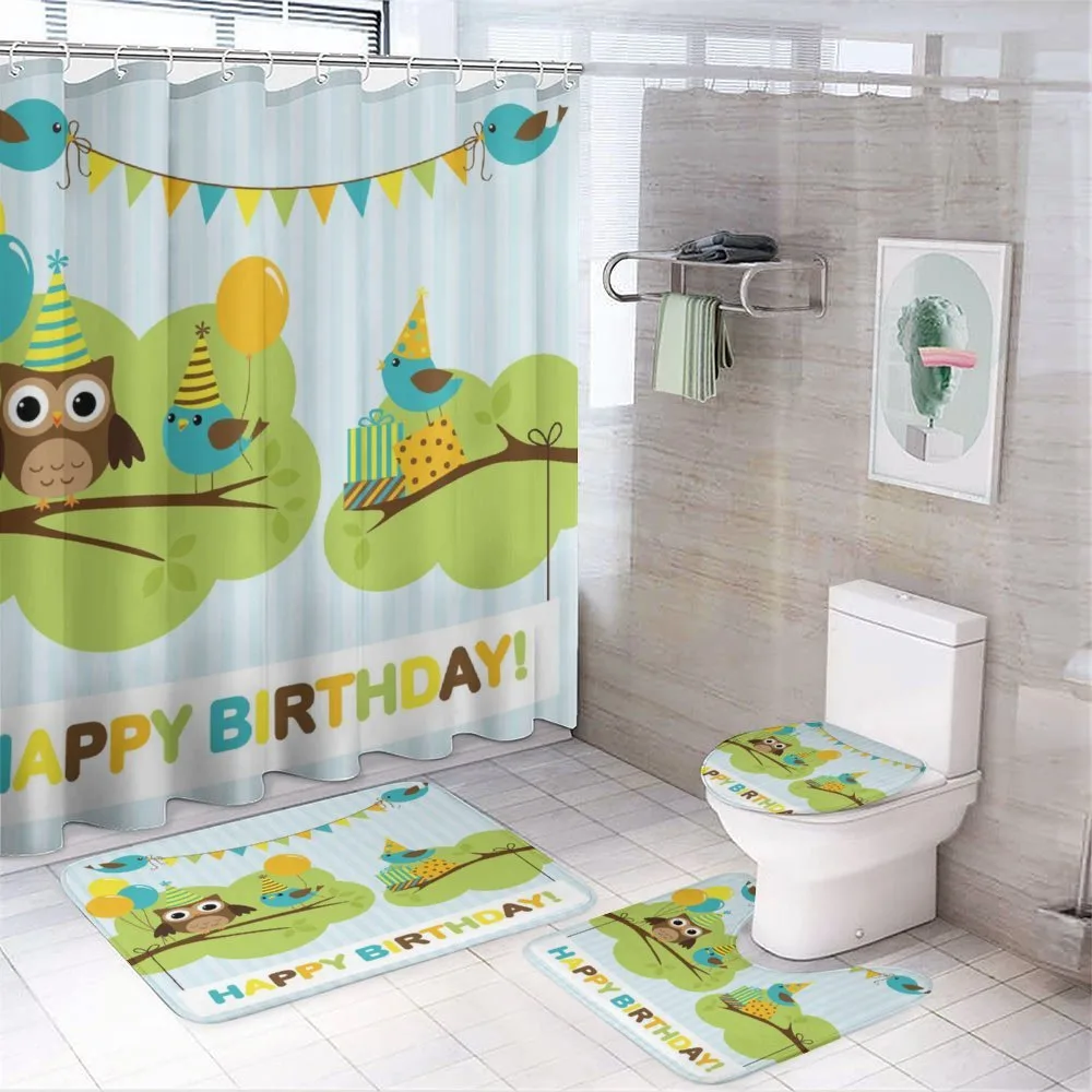 Owl Bird Tree Branch — 4-Piece Bathroom Set preview