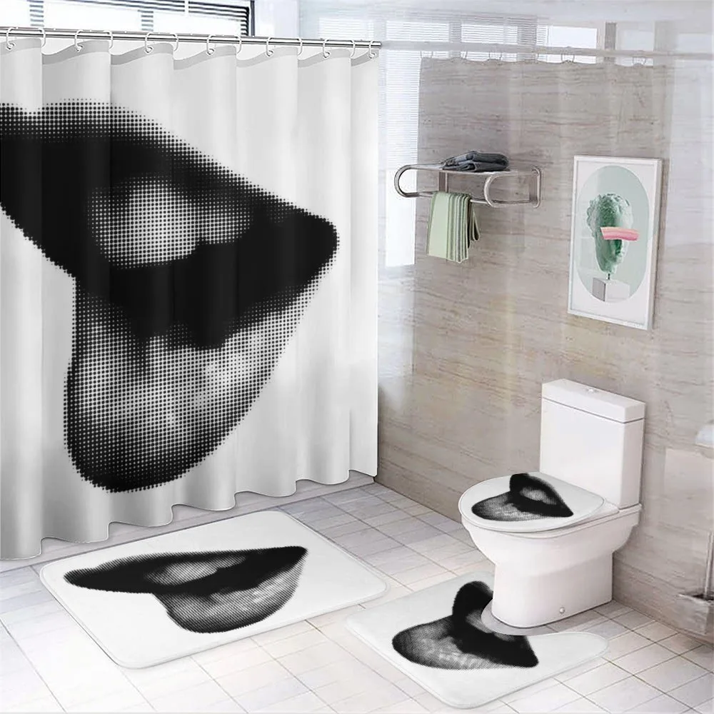 Digital Happy Woman Lips — 4-Piece Bathroom Set preview
