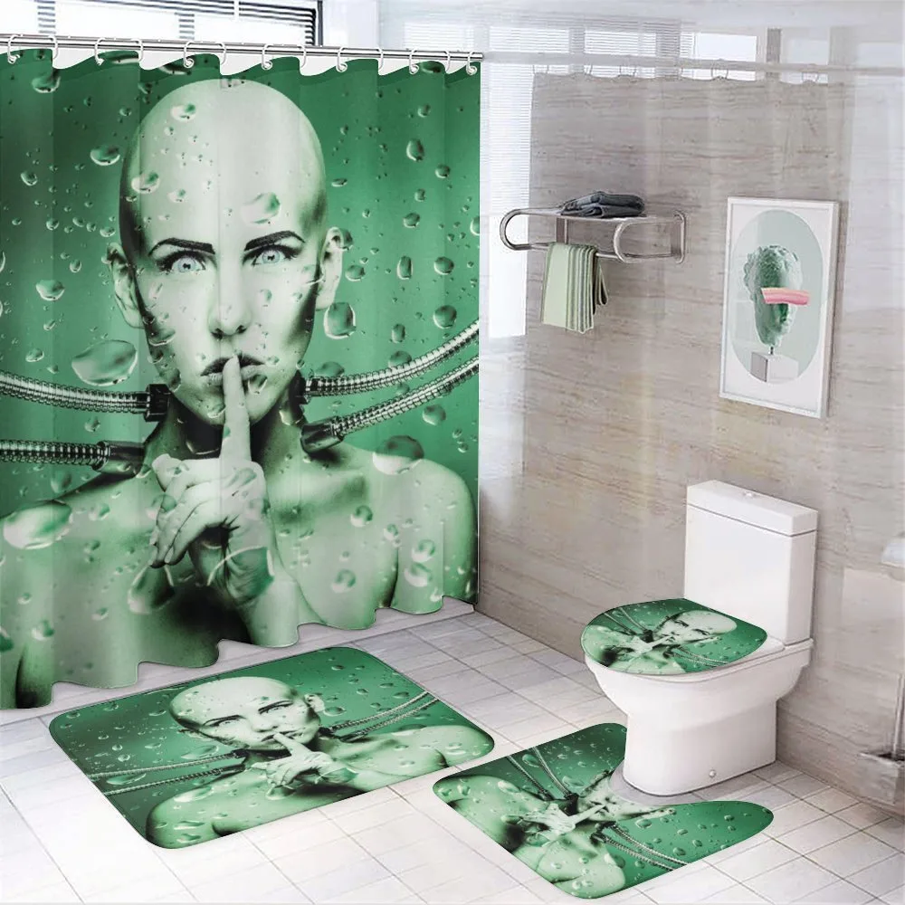 Robot Girl in Glass — 4-Piece Bathroom Set preview