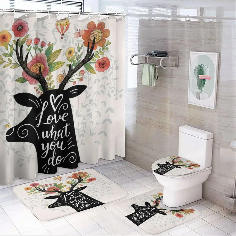 Words Deer Elk Flowers — 4-Piece Bathroom Set preview