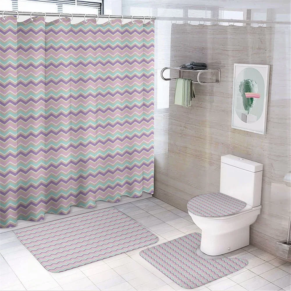 Pastel Tones Zigzags — 4-Piece Bathroom Set preview