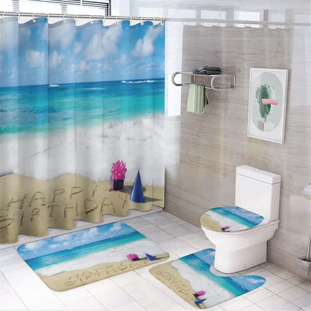 Happy Birthday on Sand — 4-Piece Bathroom Set preview