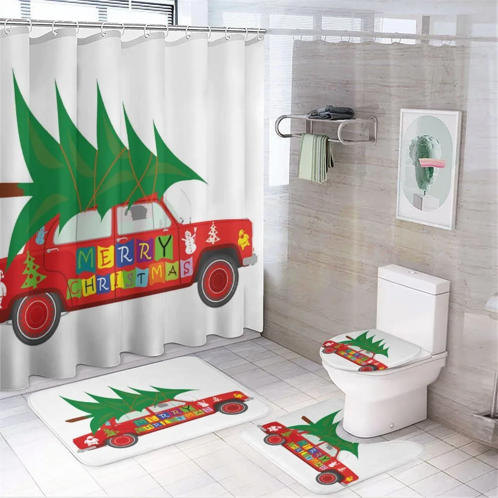 Red Vintage Car Elf — 4-Piece Bathroom Set preview
