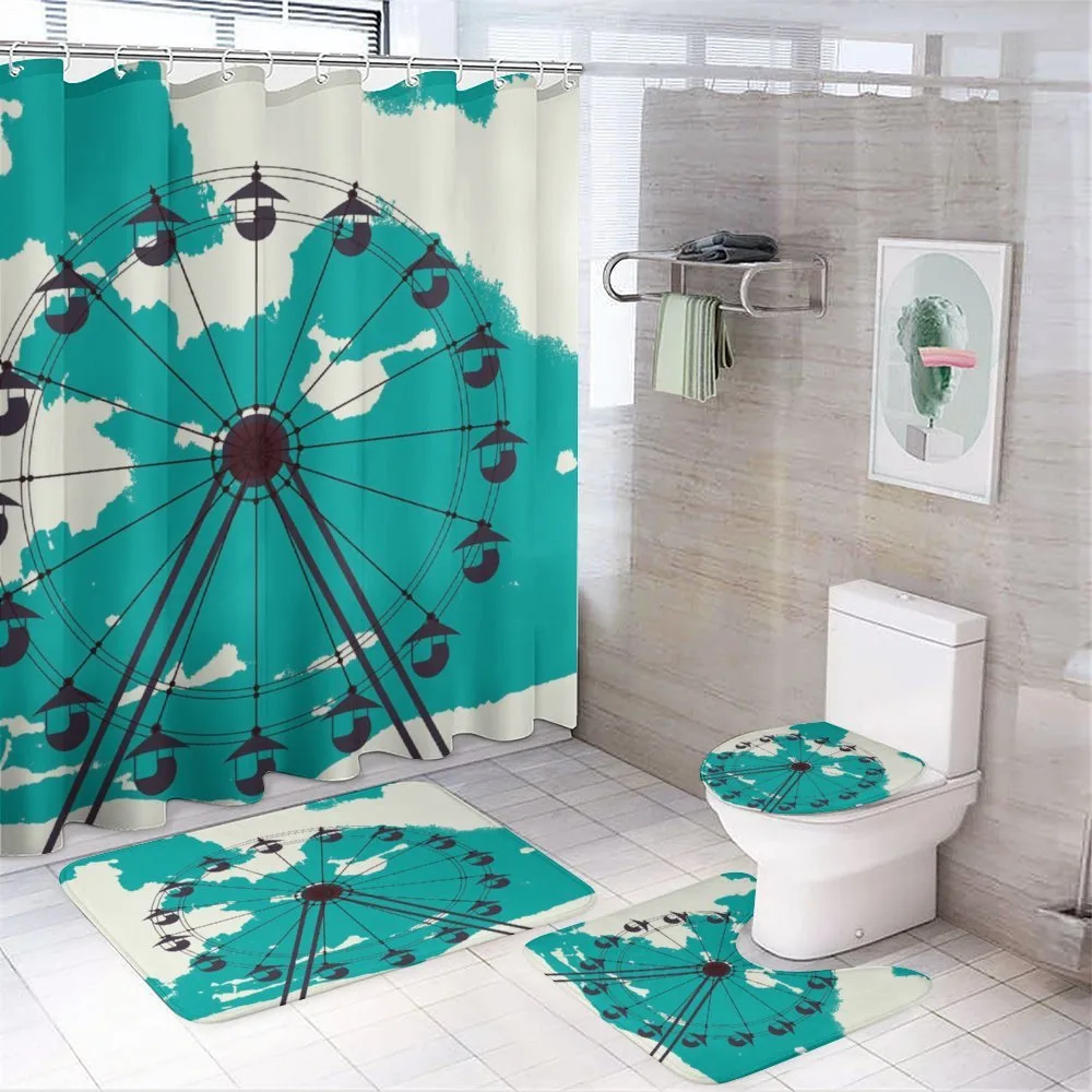 Ride on Grunge Map Art — 4-Piece Bathroom Set preview