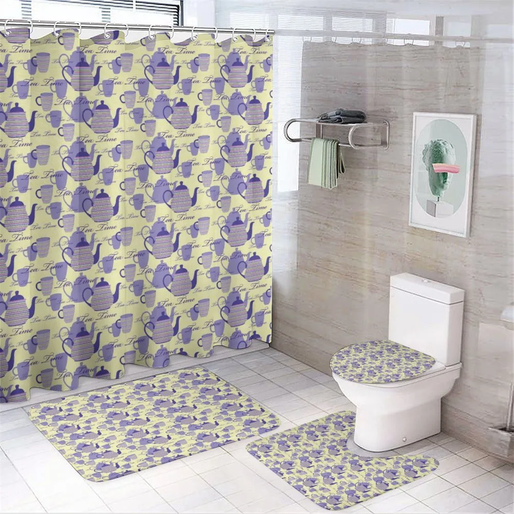 Striped Teapots Cups — 4-Piece Bathroom Set preview
