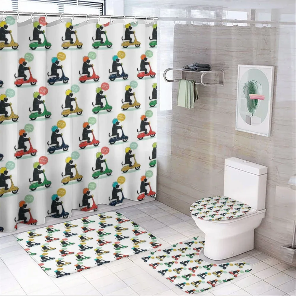Dog on the Scooter — 4-Piece Bathroom Set preview