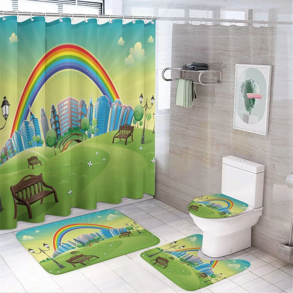 Rainbow Beams Flowers — 4-Piece Bathroom Set preview