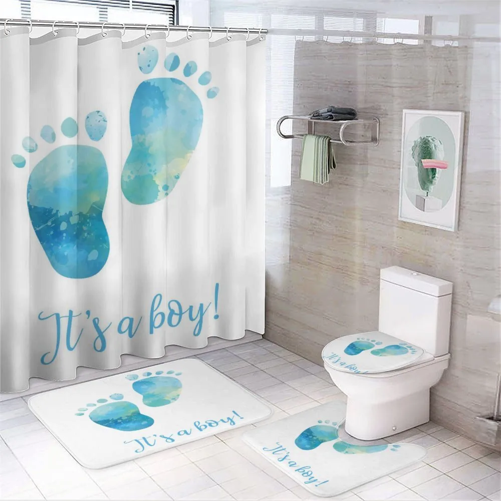 Baby Boy Footprints — 4-Piece Bathroom Set preview