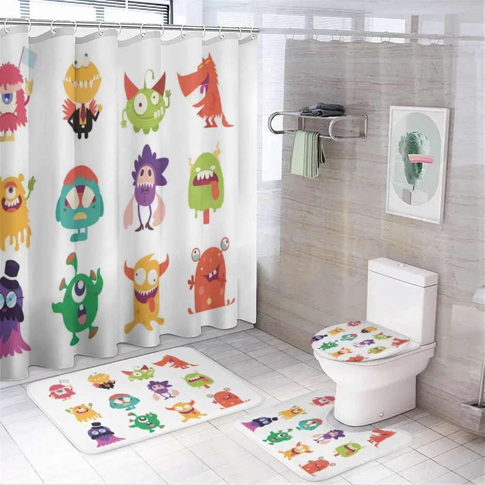 Funny Monsters Cartoon Art — 4-Piece Bathroom Set preview