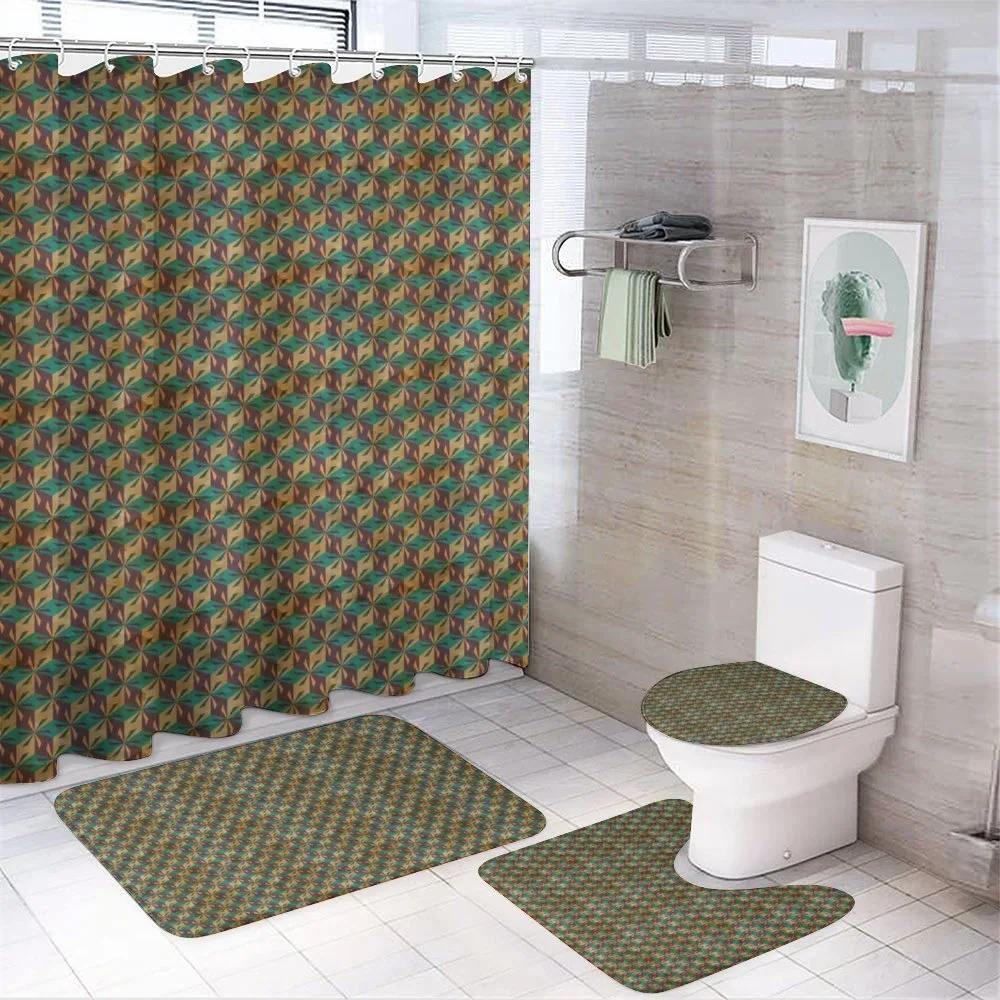 Grungy Retro Rhombus Shape — 4-Piece Bathroom Set preview