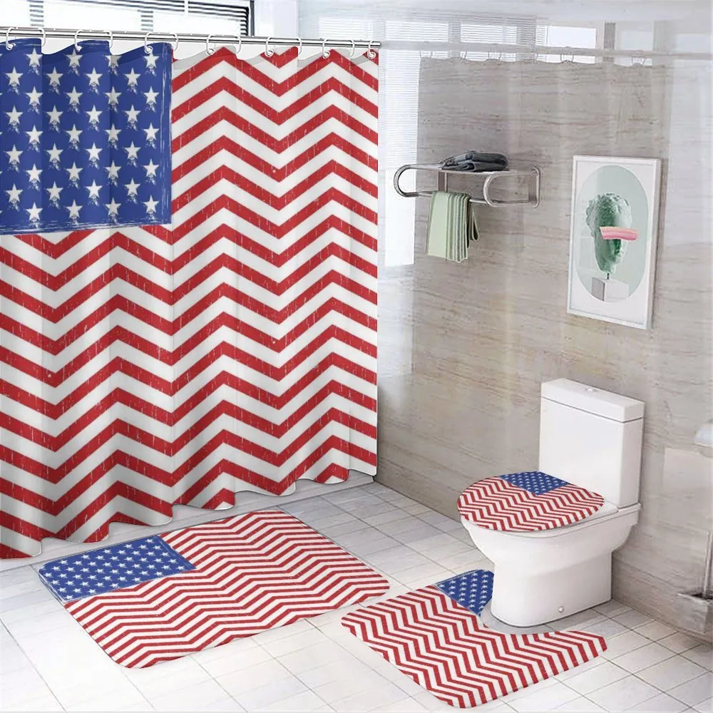Country Flag with Zigzag Lines — 4-Piece Bathroom Set preview