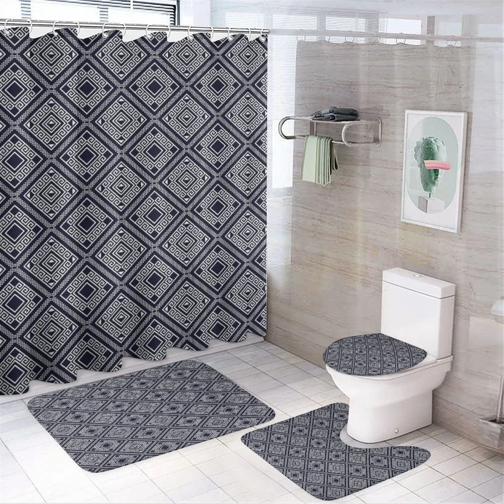 Rhythmic Bicolored Motifs — 4-Piece Bathroom Set preview