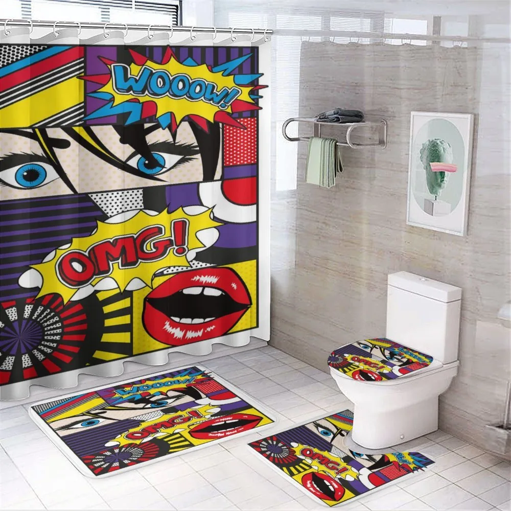 Comic Book Pattern — 4-Piece Bathroom Set preview