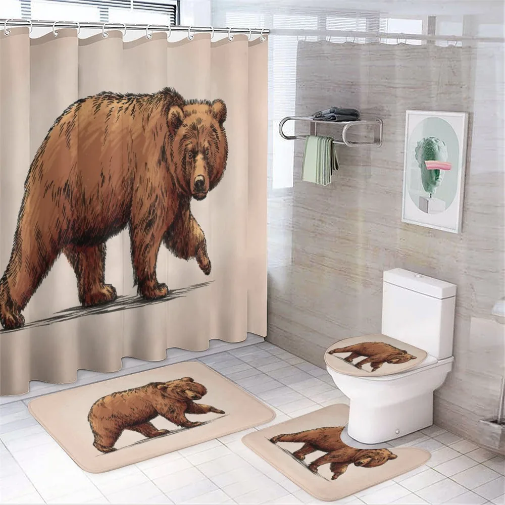 Ink Art Wildlife Beast — 4-Piece Bathroom Set preview