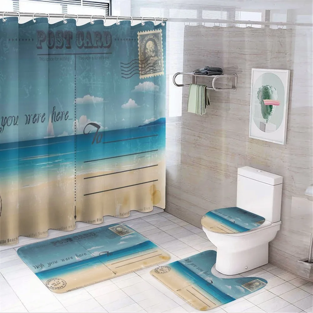 Summer Postcard Stamp — 4-Piece Bathroom Set preview