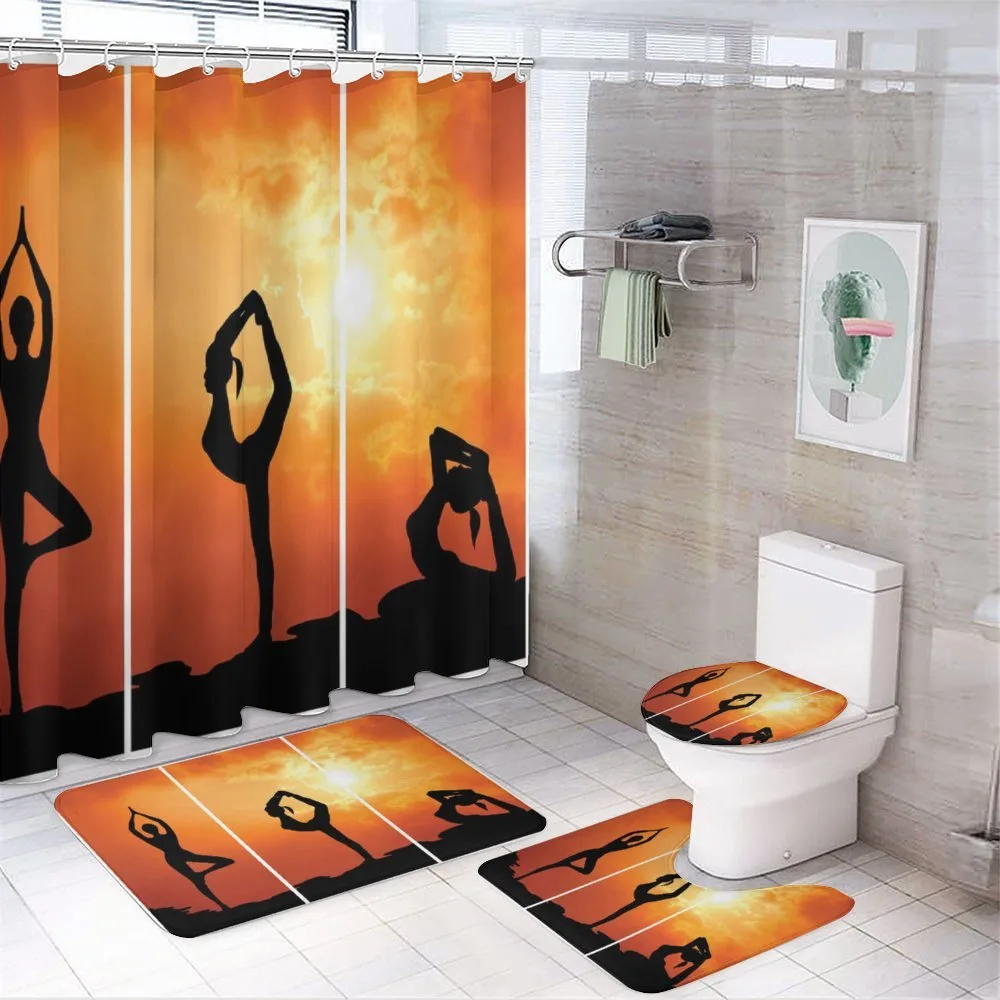 Women Practice at Sunset — 4-Piece Bathroom Set preview