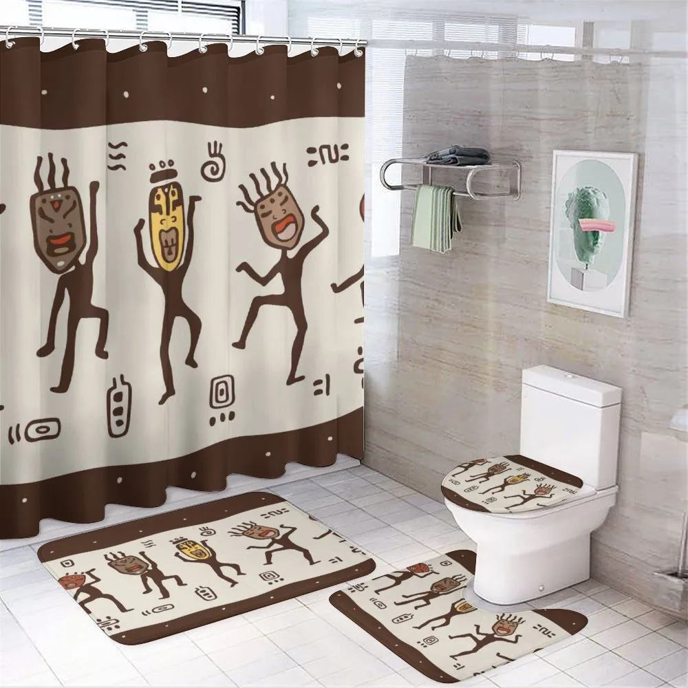 Cartoon Primitive Native — 4-Piece Bathroom Set preview