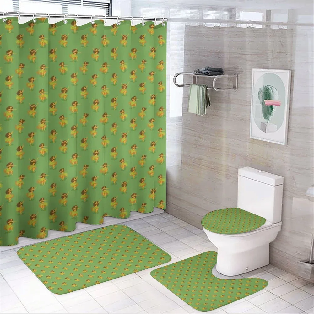 Girls Dancing Grass Skirts — 4-Piece Bathroom Set preview