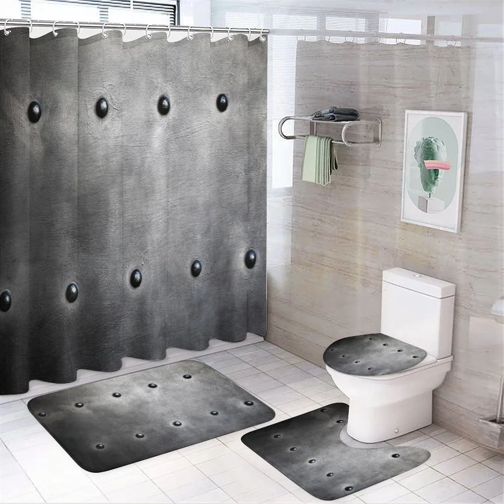 Black Grunge Plate — 4-Piece Bathroom Set preview
