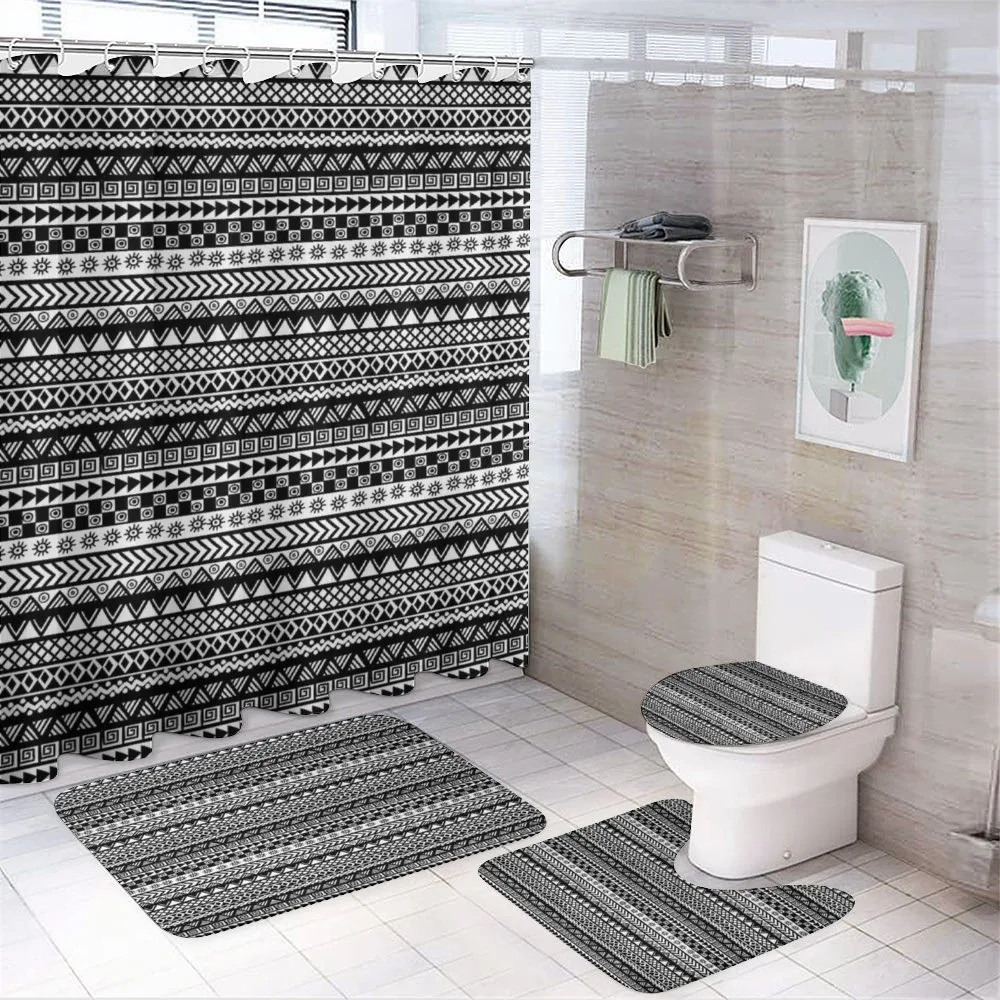 Monochrome Geometrical Tribal — 4-Piece Bathroom Set preview