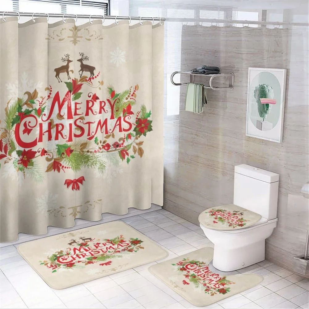 Floral Merry Xmas — 4-Piece Bathroom Set preview