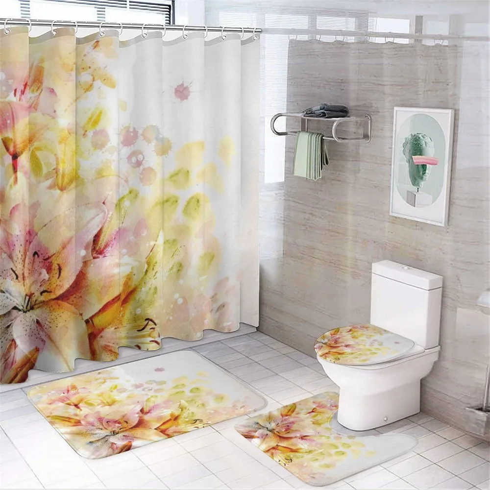 Lilies Flowers Buds — 4-Piece Bathroom Set preview